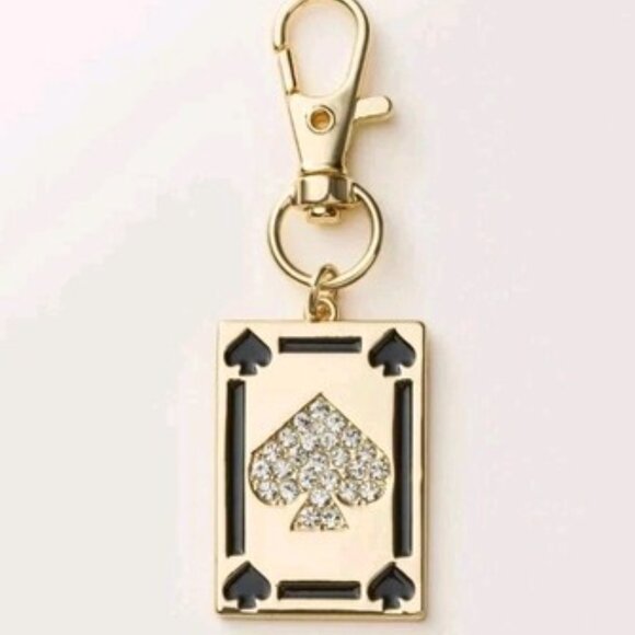 NWT! kate spade new york x target Playing Card Gold Bag Charm in Black and White - Picture 1 of 3